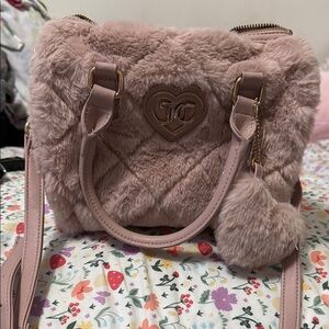 Chic Pink Faux Fur Handbag